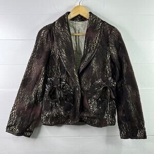 HAZEL Brown Ombré Tan Lace Button Front Long Sleeve Blazer Jacket Size Medium